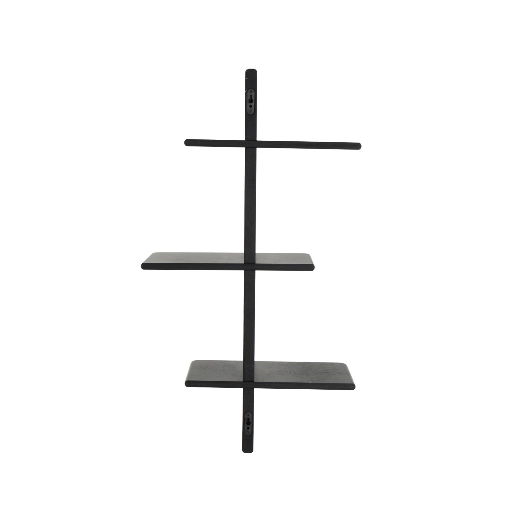 19" x 33" 6 Shelf Black Wood Handmade Wall Hanging Shelf
